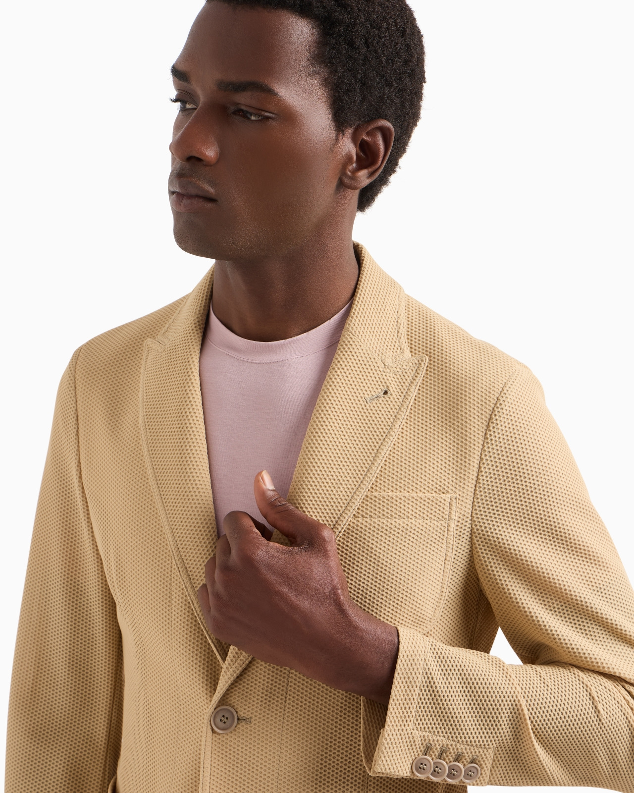 SINGLE-BREASTED JACKET IN TECHNICAL WAFFLE FABRIC - 5