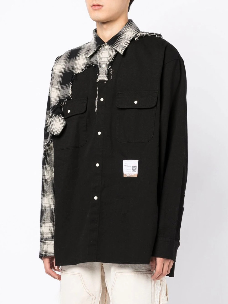 checked-panel distressed shirt 3