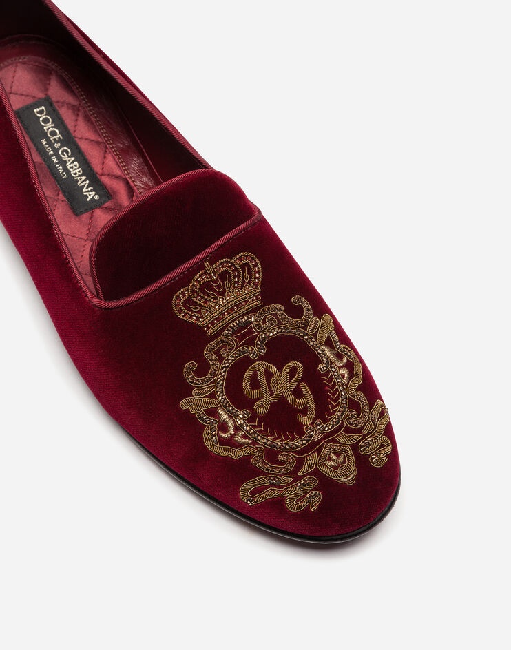 Velvet slippers with coat of arms embroidery - 2