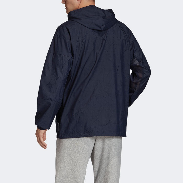 adidas Casual Sports hooded Logo Jacket Navy Blue FR8289 - 4