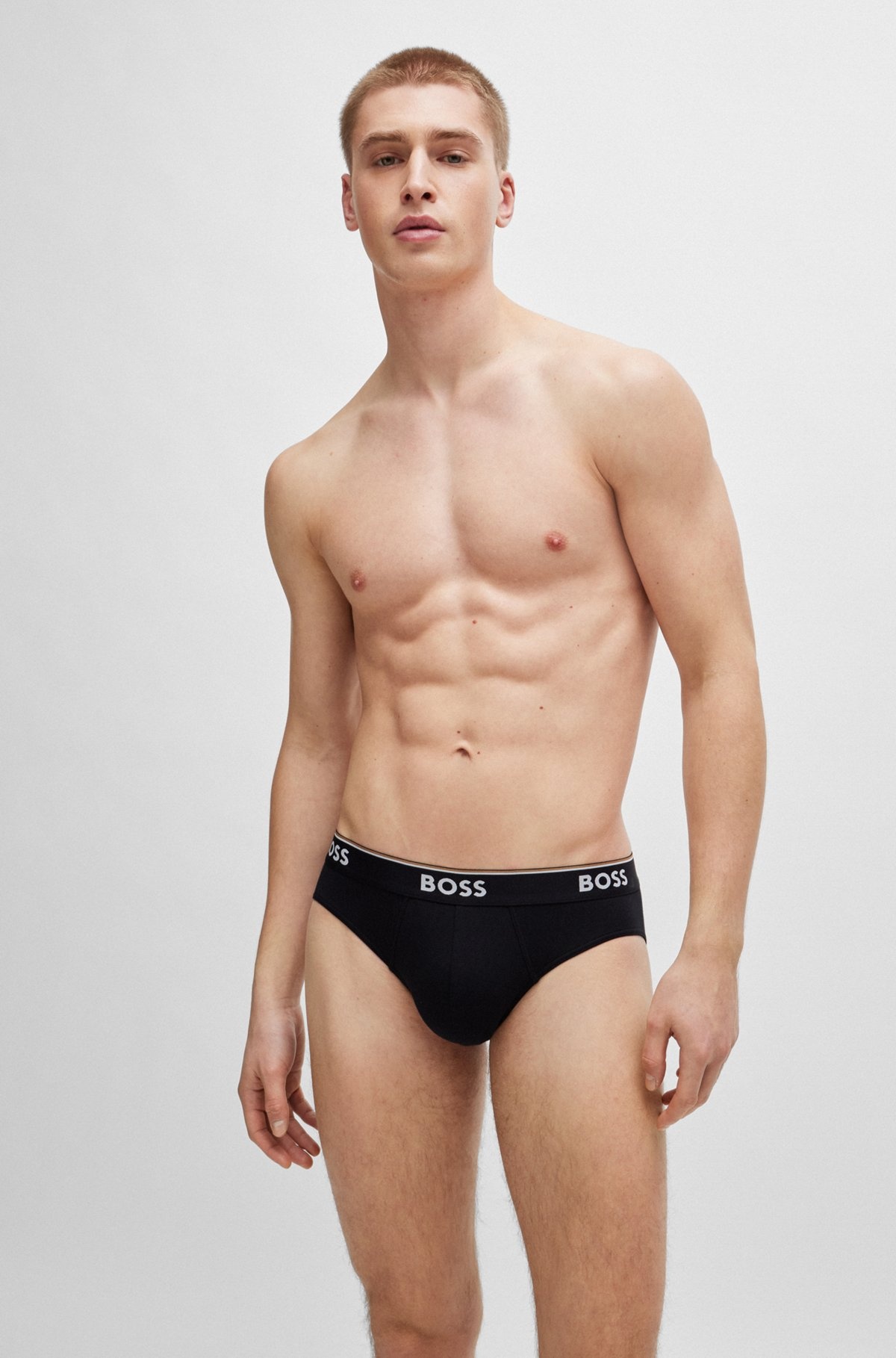 THREE-PACK OF STRETCH-COTTON BRIEFS WITH LOGO WAISTBANDS - 7
