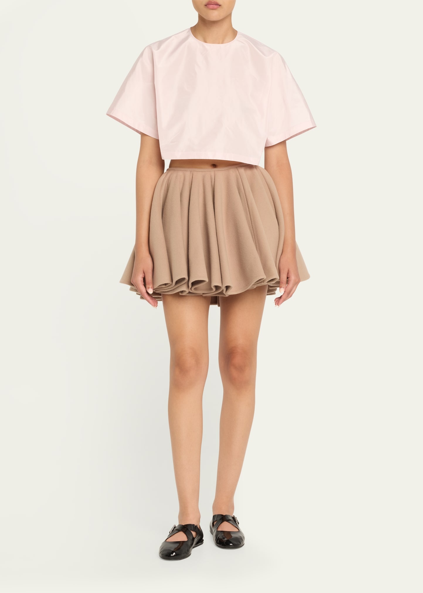 Cropped Silk Taffeta T-Shirt - 2