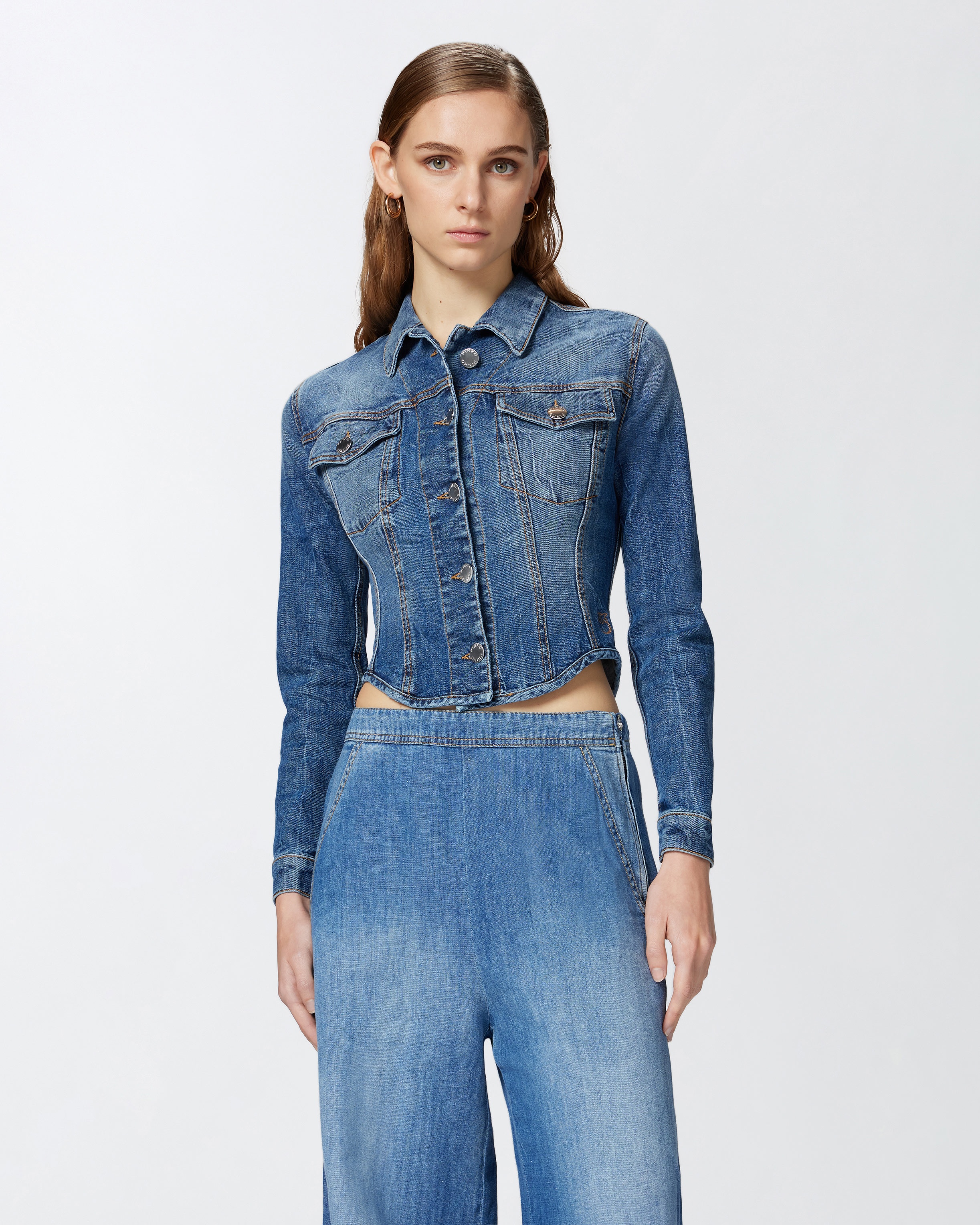 INDIGO DENIM BUSTIER JACKET - 2