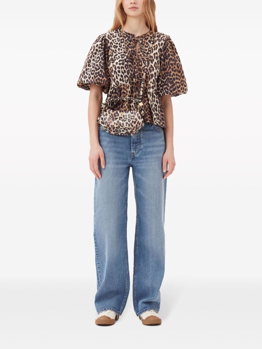 leopard-print organic-cotton blouse - 2