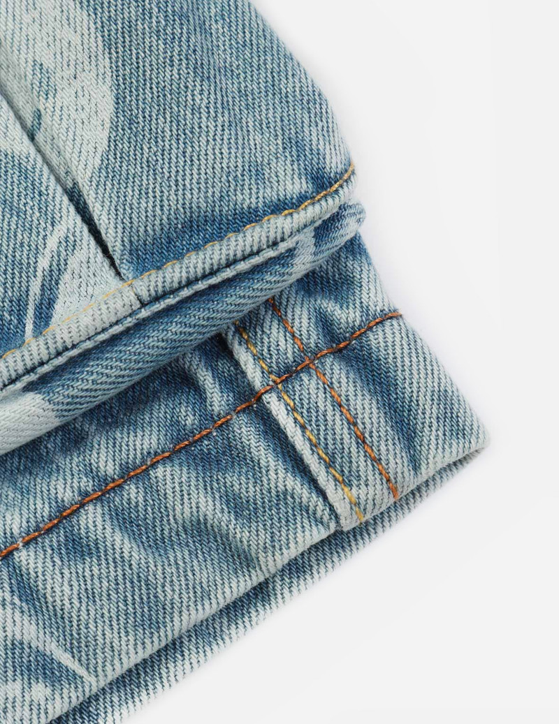 GRAFFITI DARUMA AND KAMON DISCHARGED PRINT DENIM CARGO SHORTS 11