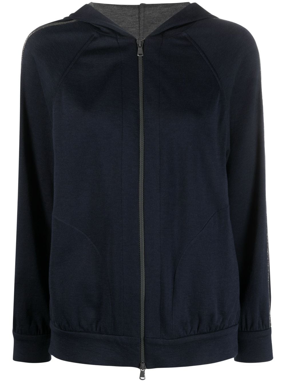 Monili-trimmed zipped hoodie - 1
