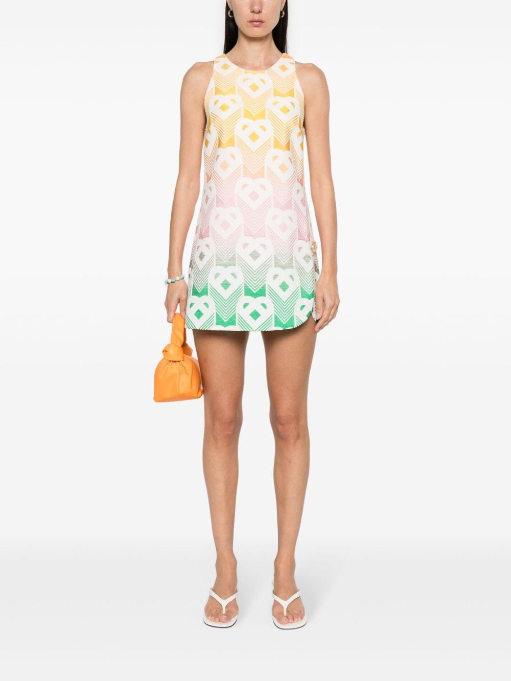 monogram-jacquard gradient mini dress - 2