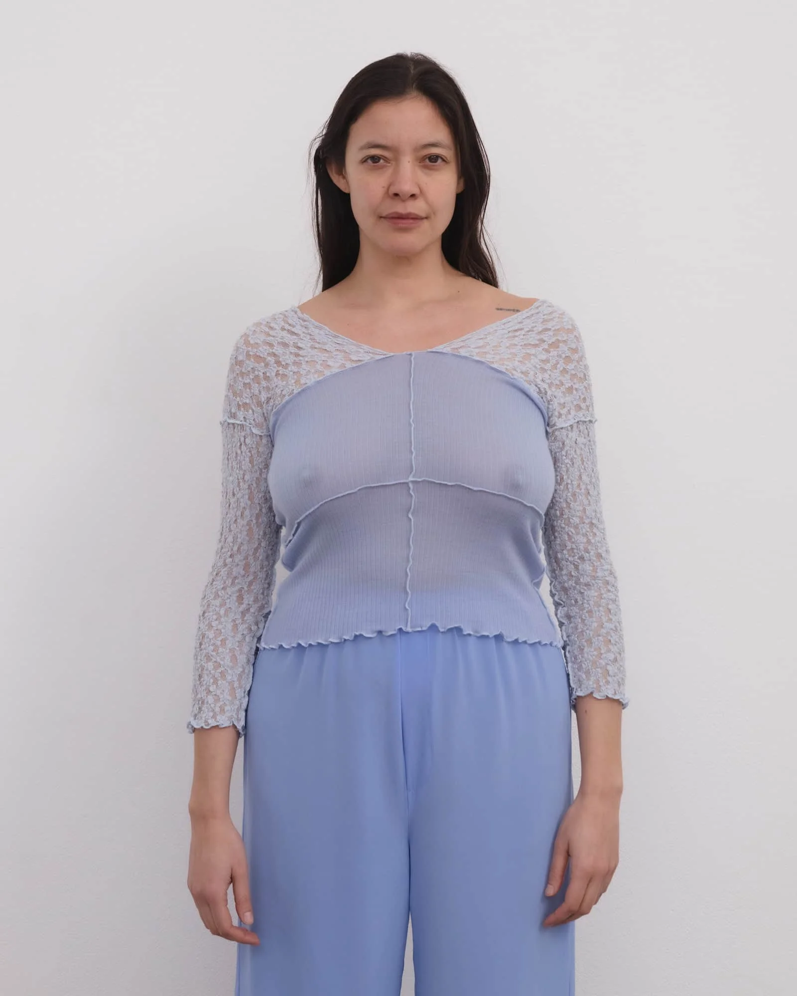 Nehru Long Sleeve Tee - Lace & Wool - 1