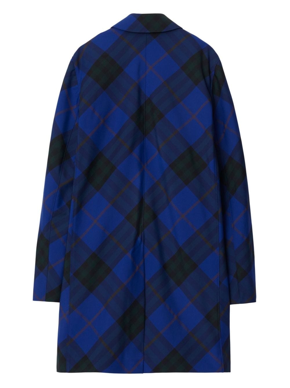 checked twill single-breasted car coat - 6