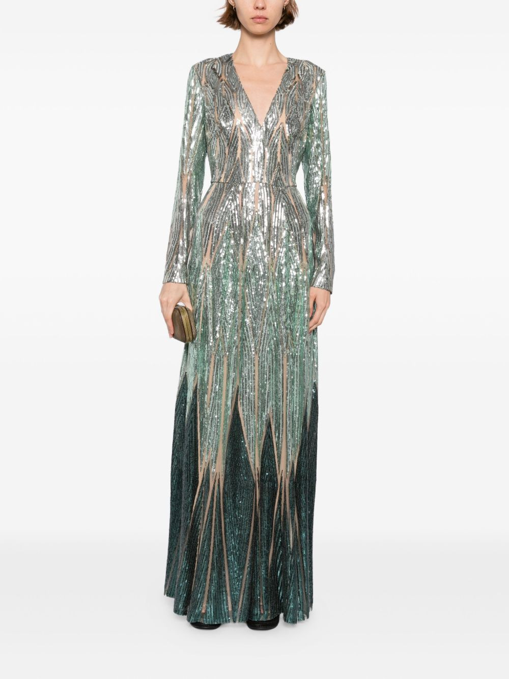 embroidered tulle long dress - 2