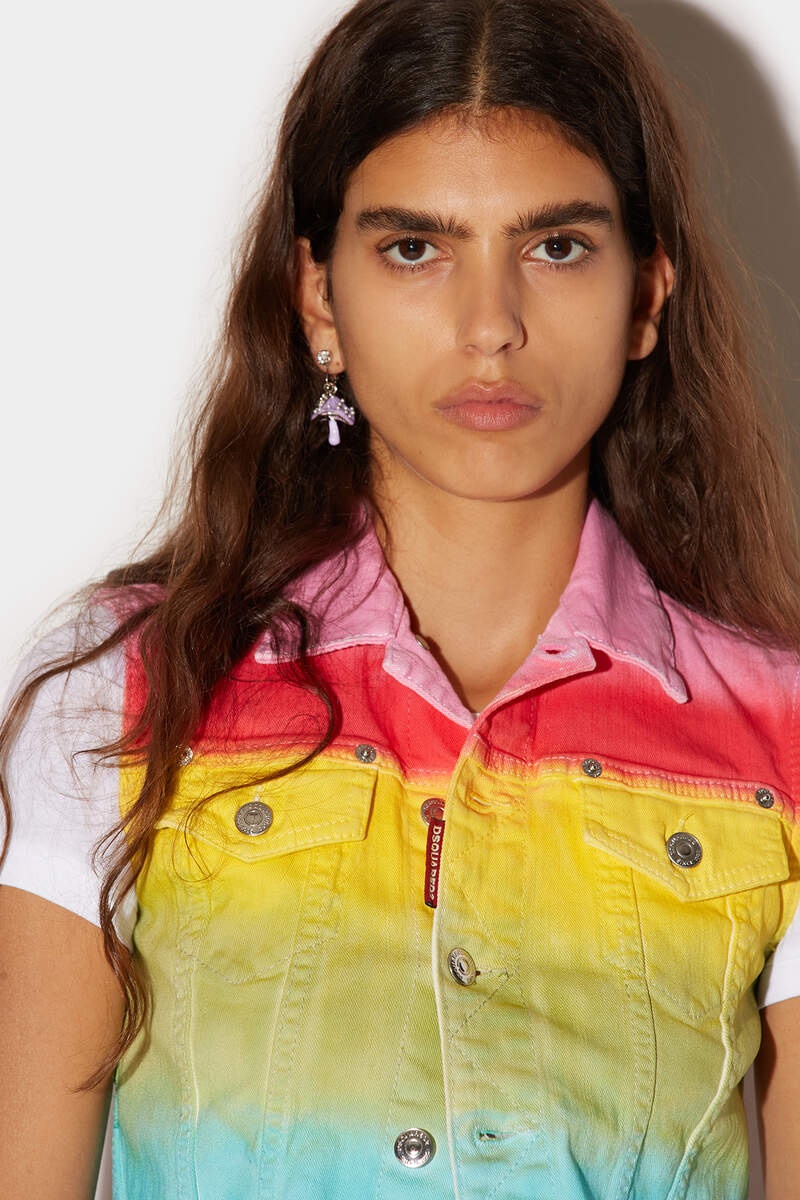 RAINBOW WASH DENIM VEST - 3