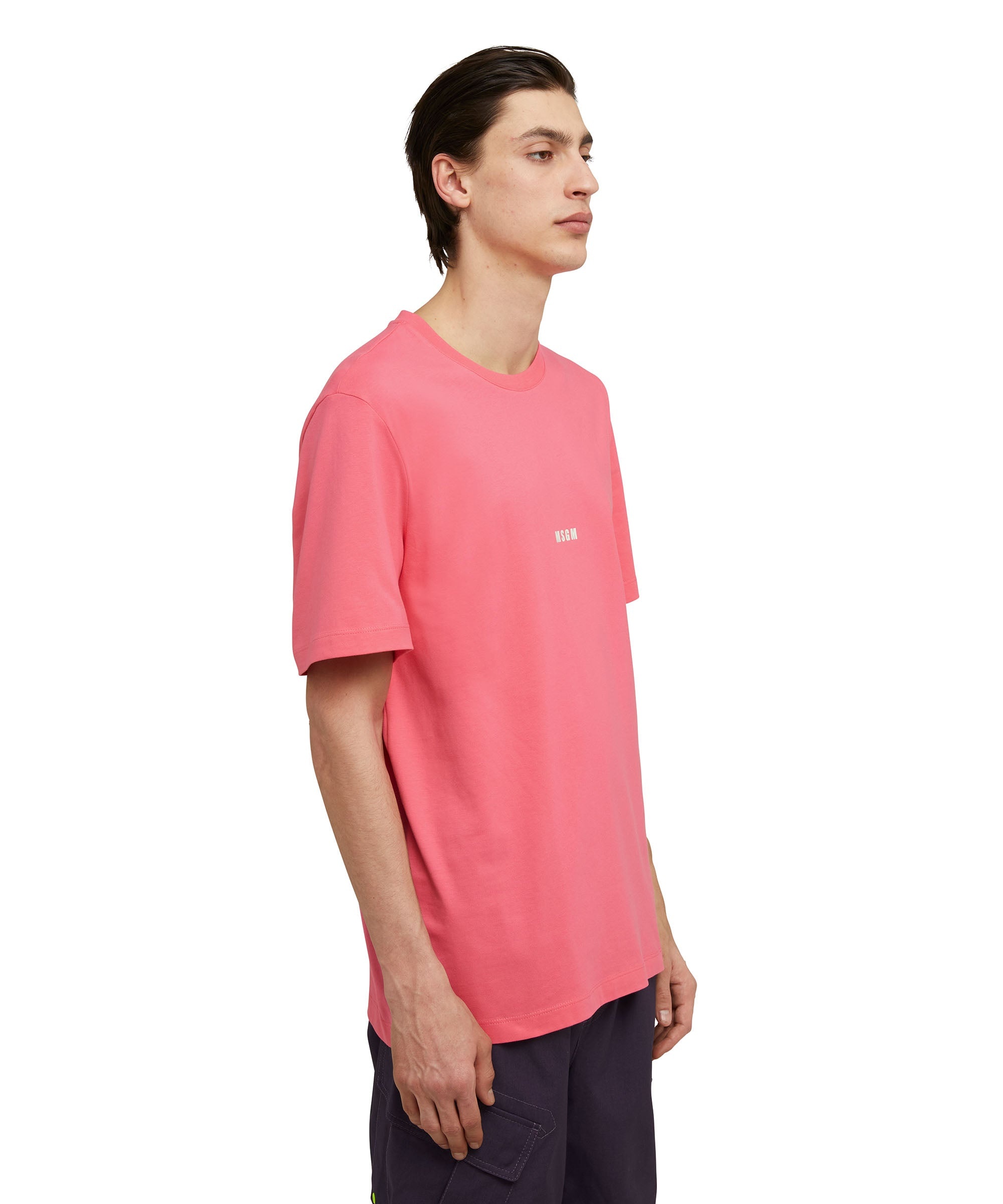 Solid color cotton crewneck t-shirt with MSGM micro logo - 4