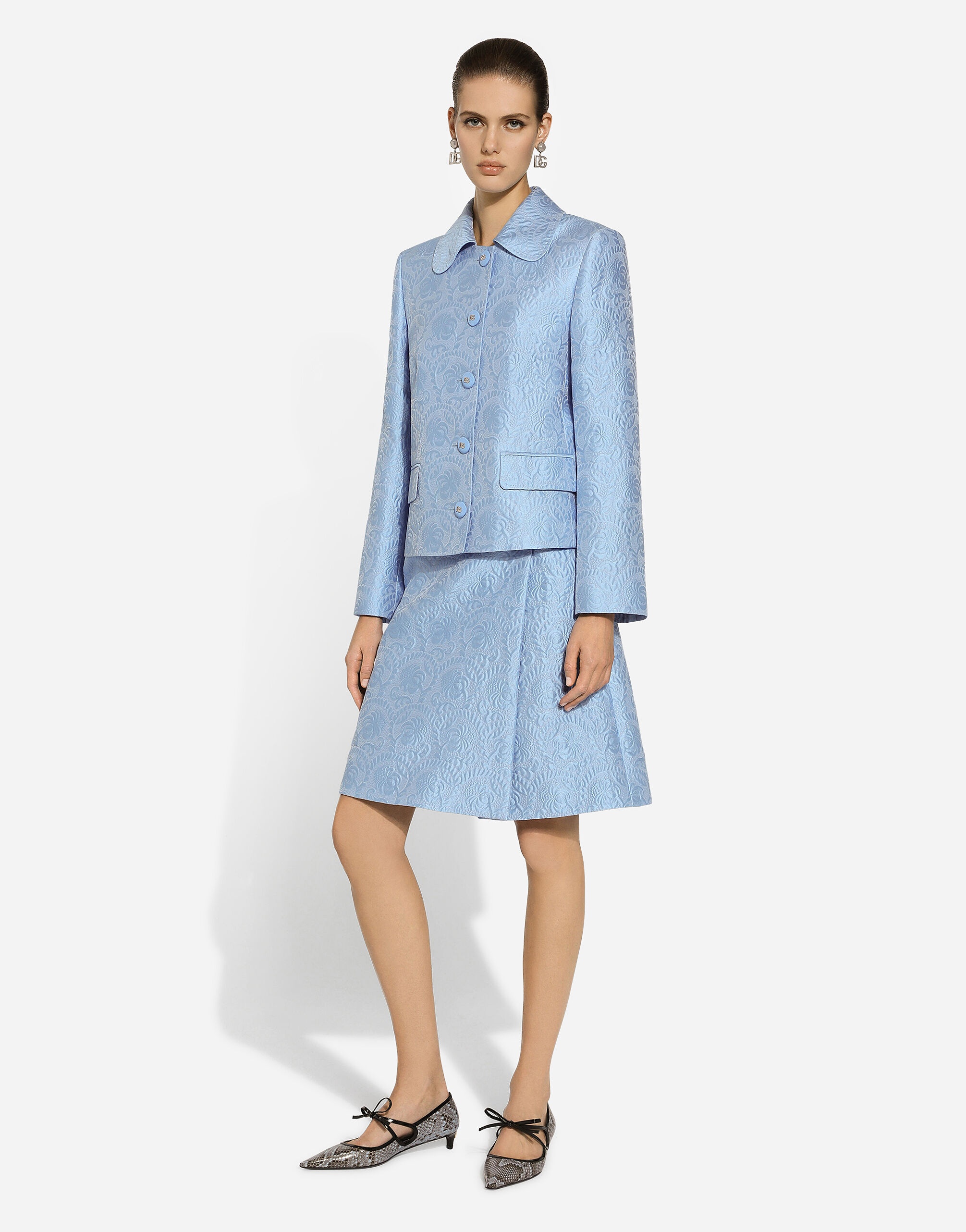 Single-breasted floral quilted jacquard Gabbana jacket - 5