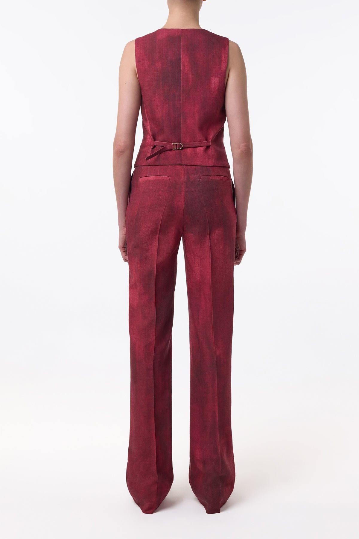 Coleridge Vest in Bordeaux Virgin Wool - 4