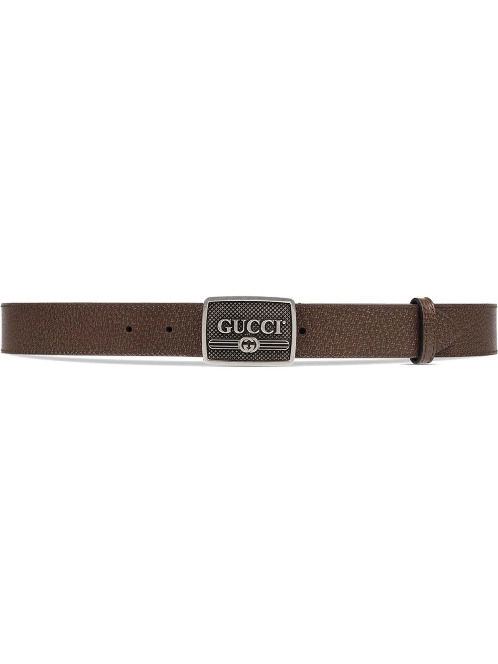 Leather belt with Gucci logo buckle - 1