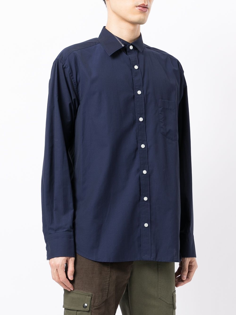 asymmetric-collar button-up shirt - 3