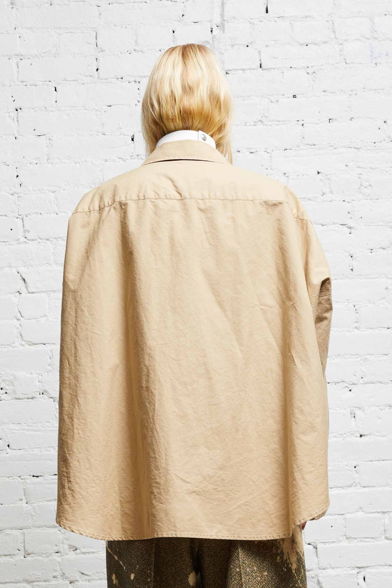 LONG SLEEVE BUTTON-UP - KHAKI - 4