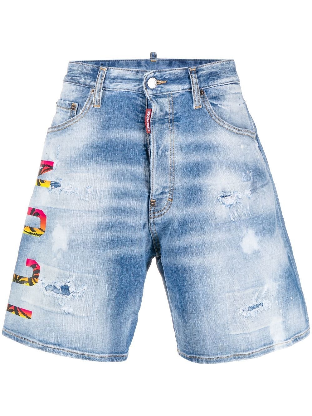 distressed wide-leg shorts - 1