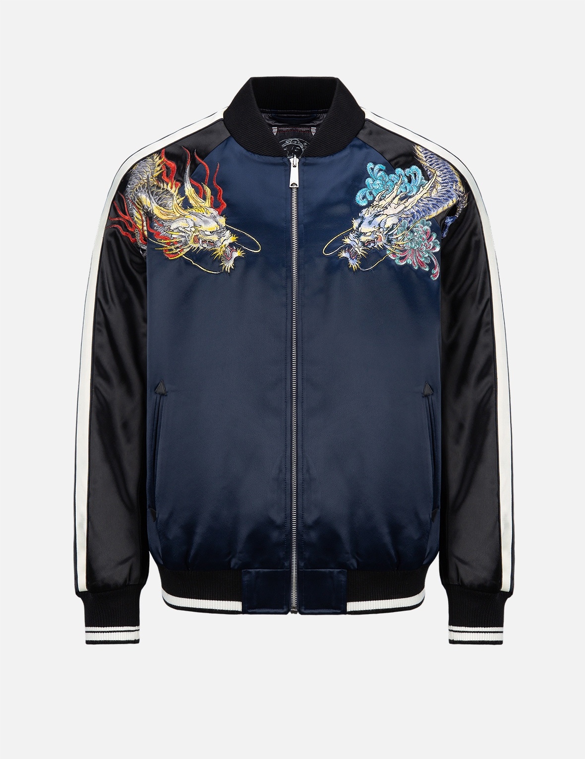 DRAGON EMBROIDERY SATIN PADDED SOUVENIR JACKET - 1