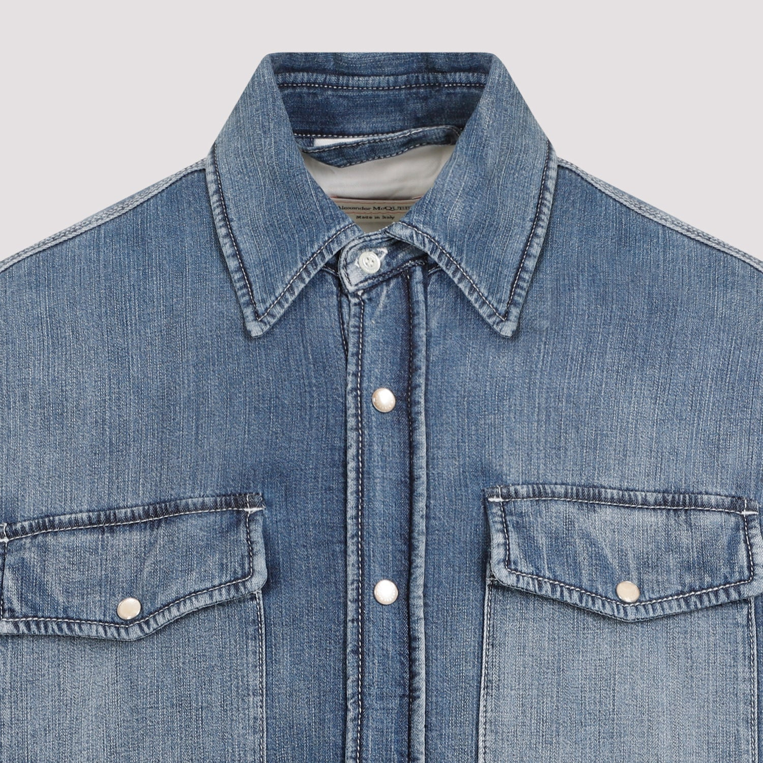 Alexander Mcqueen Quilted Denim Shirt Men - 4