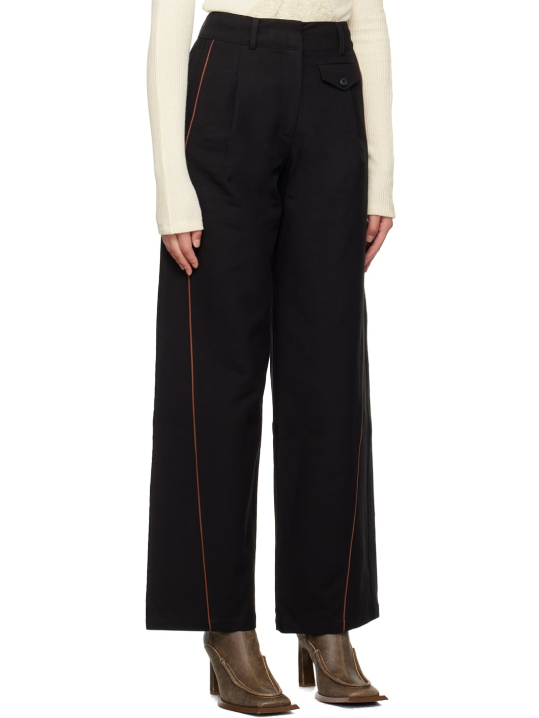 Black Piping Trousers - 2