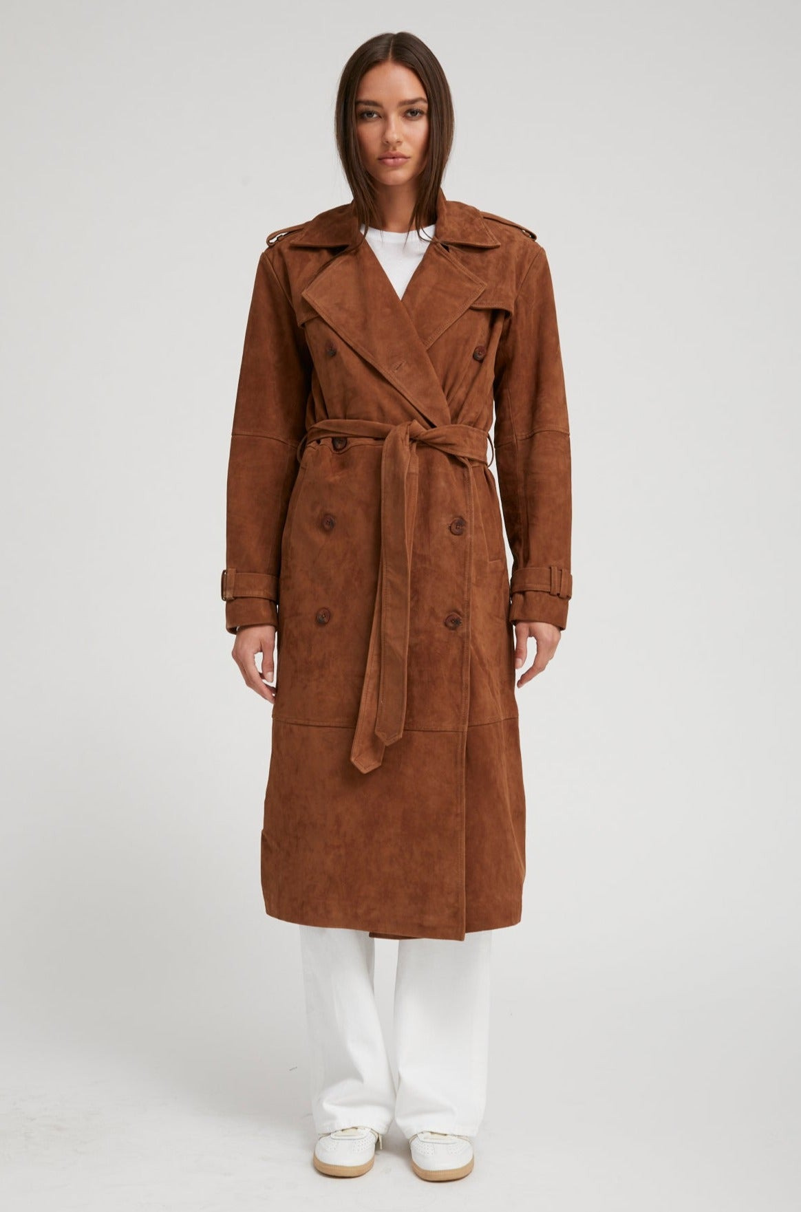 BELLE DE JOUR COGNAC SUEDE TRENCH - 2