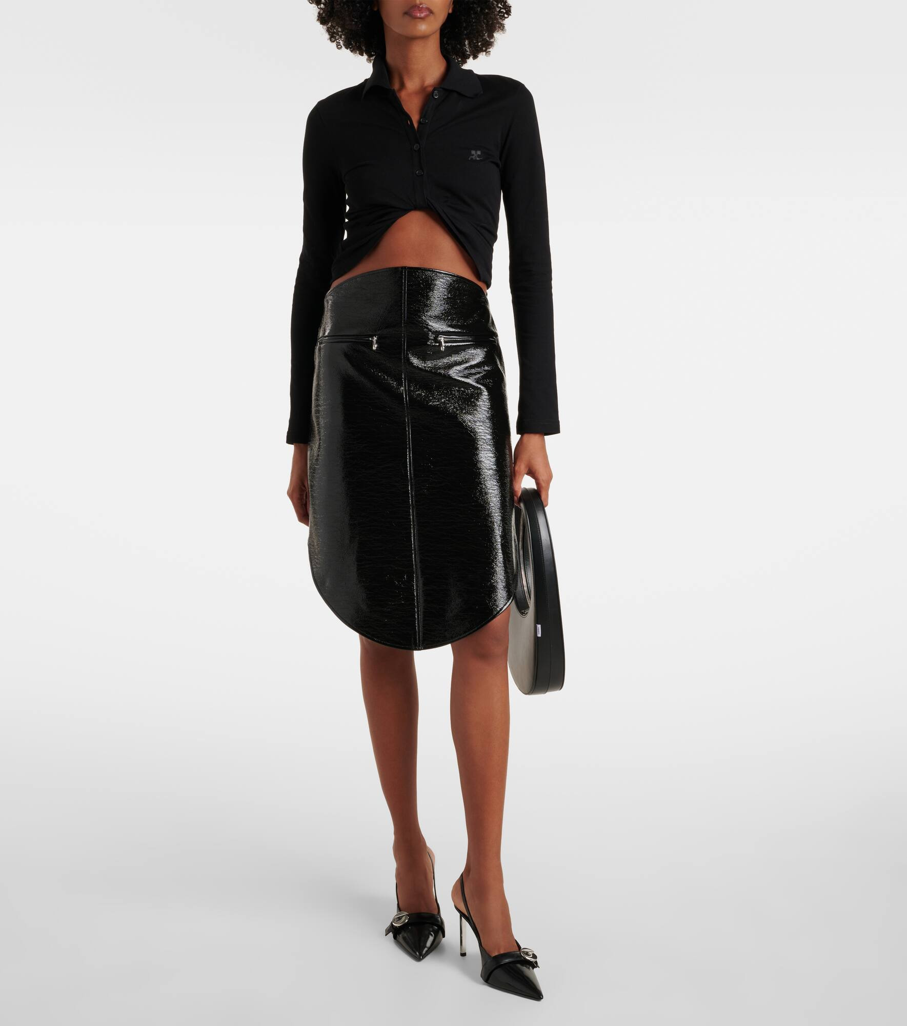 Faux leather midi skirt - 2