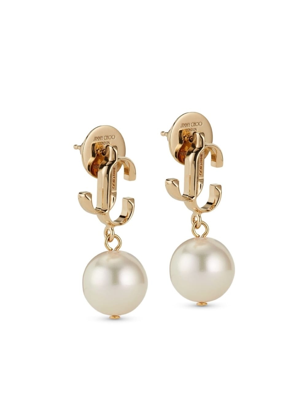 logo-lettering pearl earrings - 4