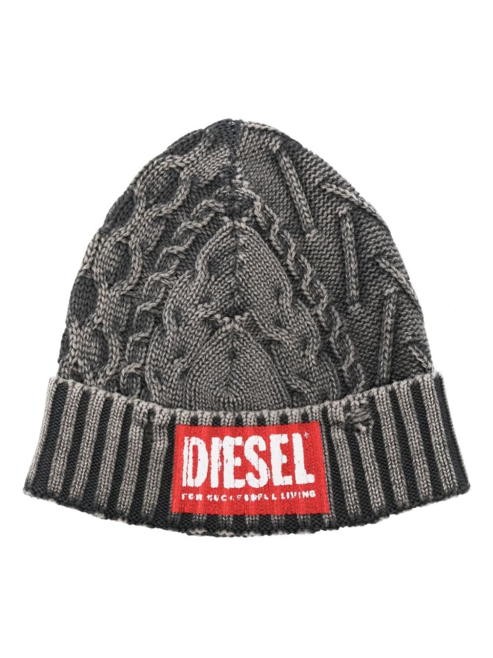 logo-patch ribbed beanie - 1