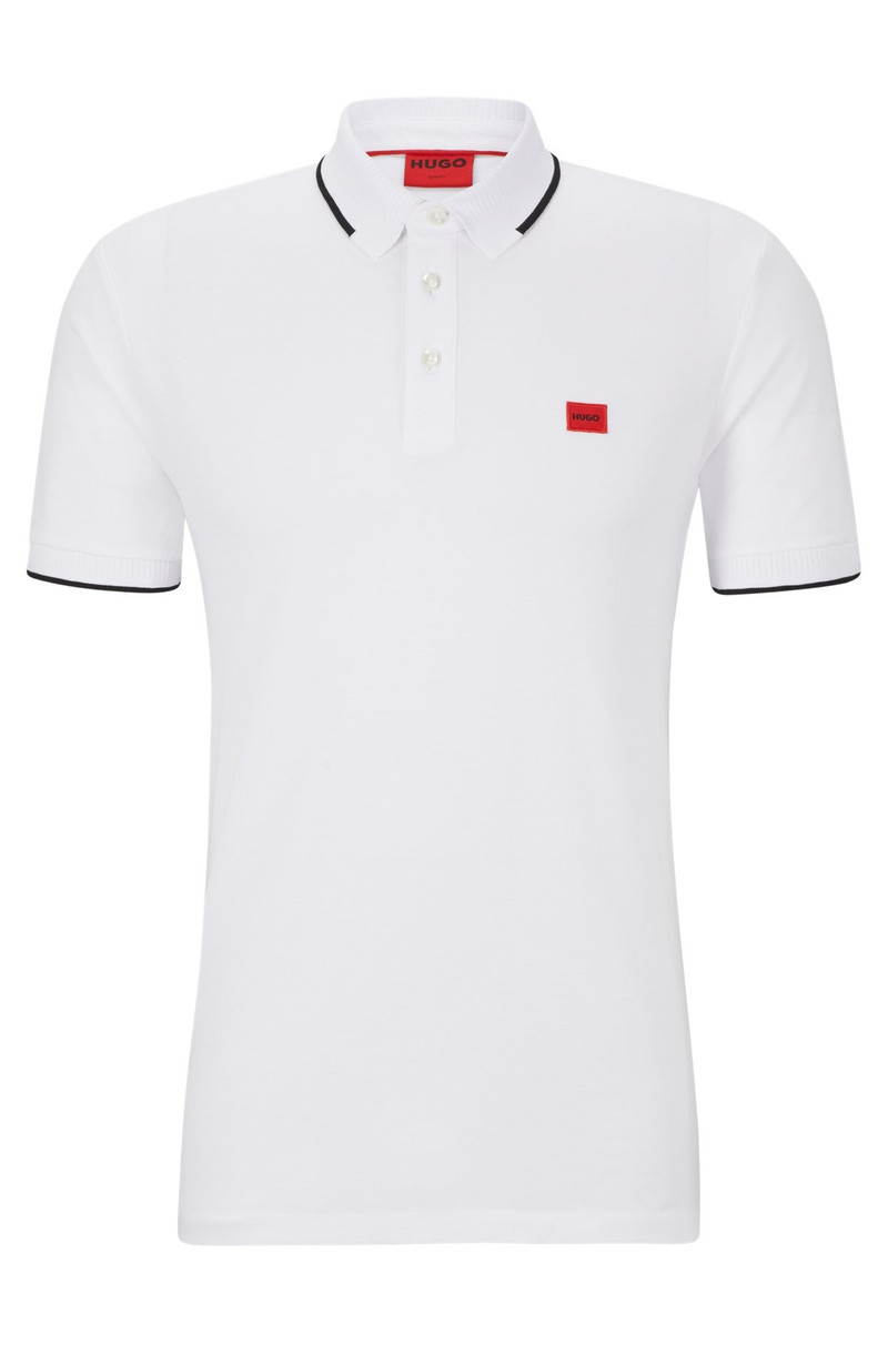SLIM-FIT POLO SHIRT WITH RED LOGO LABEL - 1