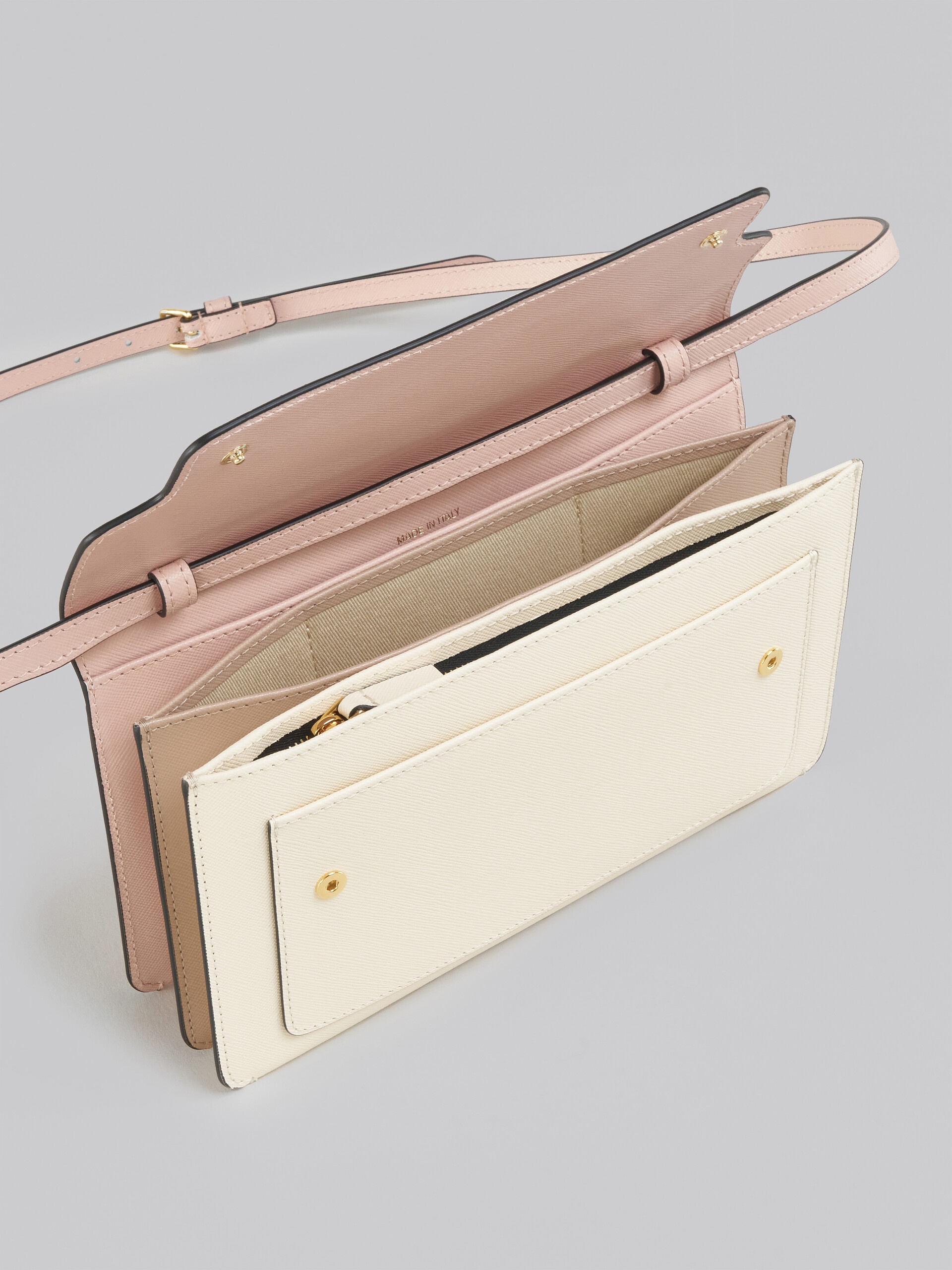 TRUNK CLUTCH IN PINK WHITE AND BEIGE SAFFIANO LEATHER - 4