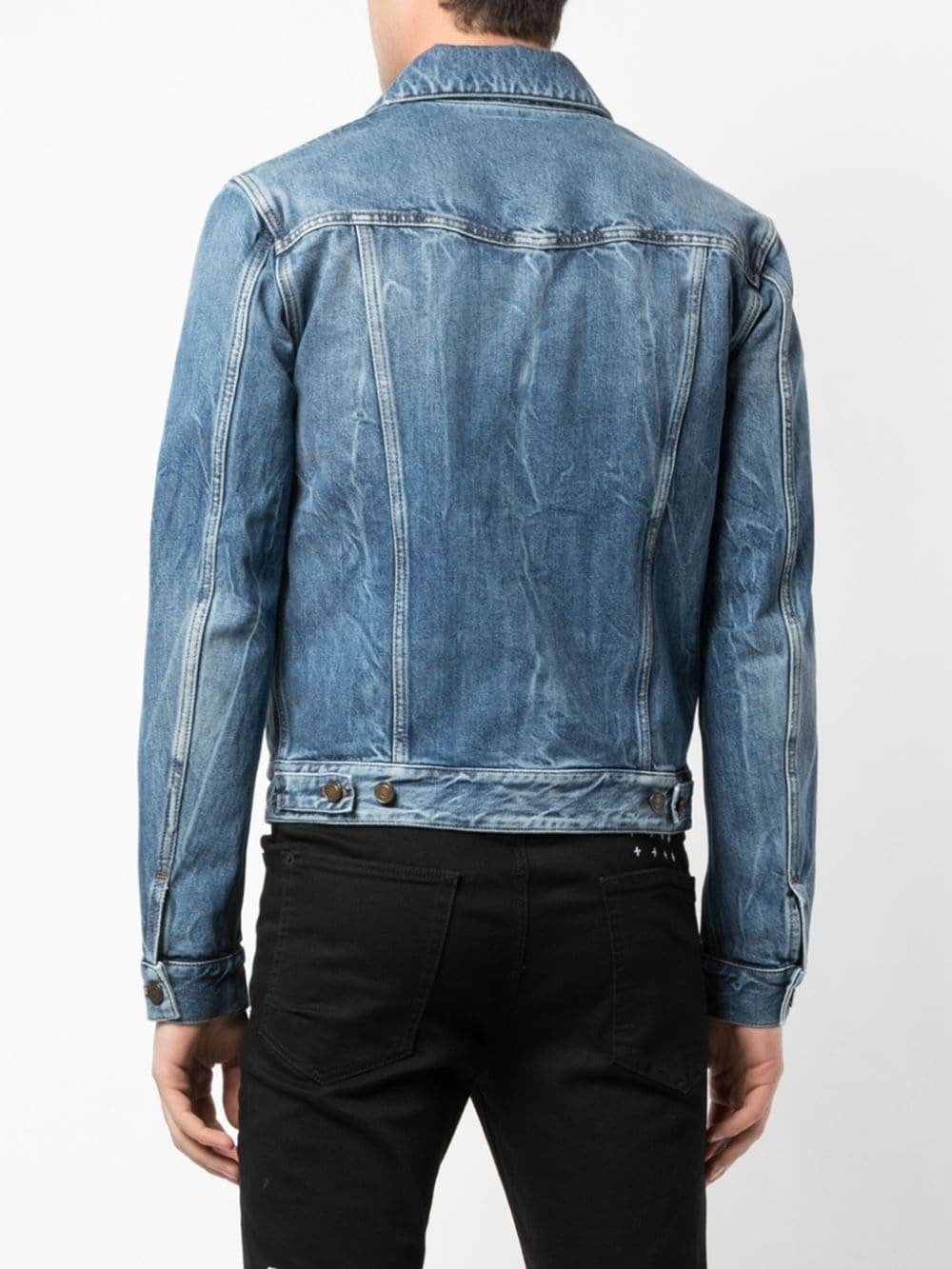 creased-effect denim jacket - 4