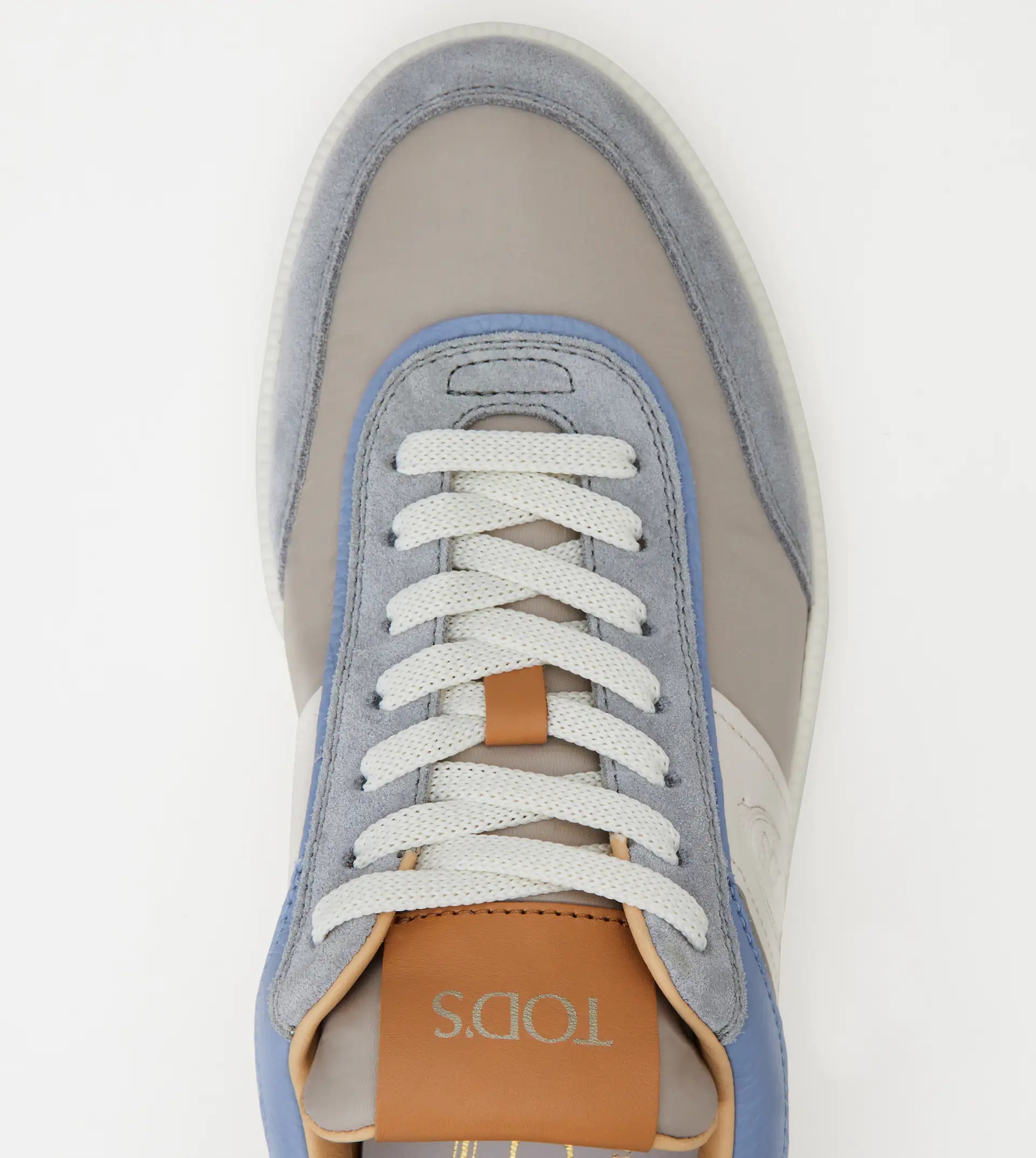 TOD'S TABS SNEAKERS IN SUEDE AND TECHNICAL FABRIC - LIGHT BLUE, GREY, WHITE - 5
