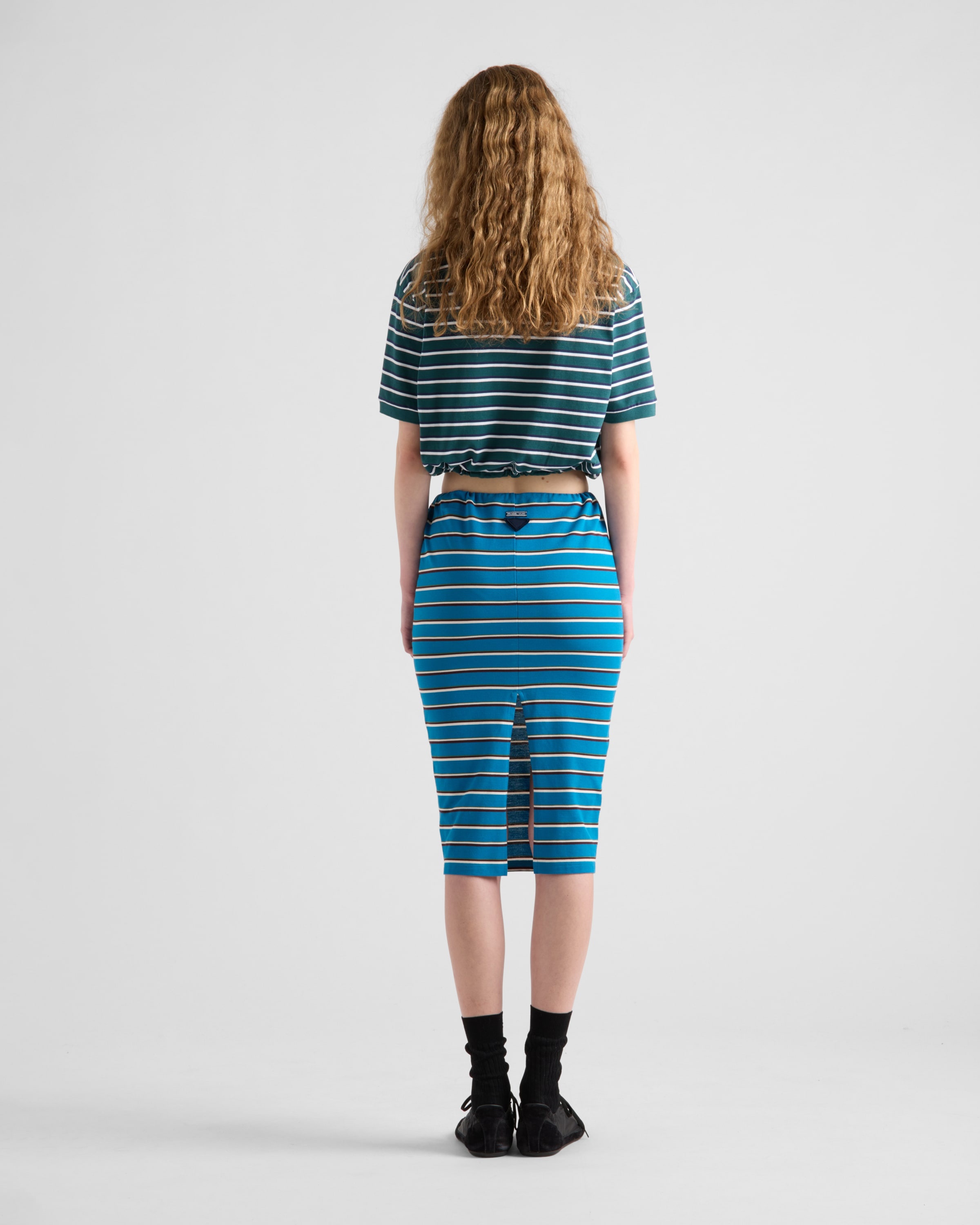 Cropped striped piqué polo shirt - 5