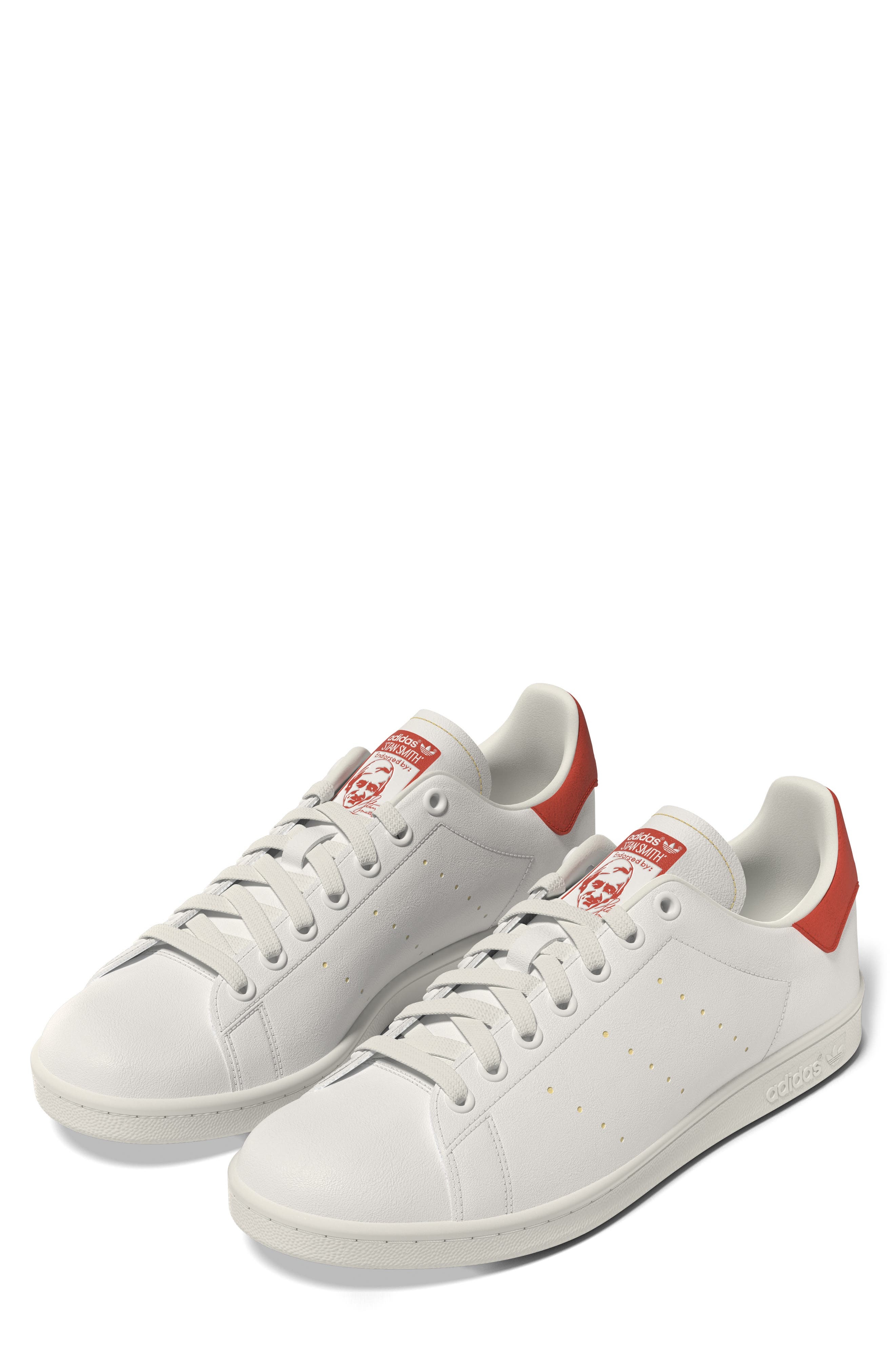 adidas Stan Smith Sneaker in White/Off White/Preloved Red at Nordstrom, Size 7 - 1