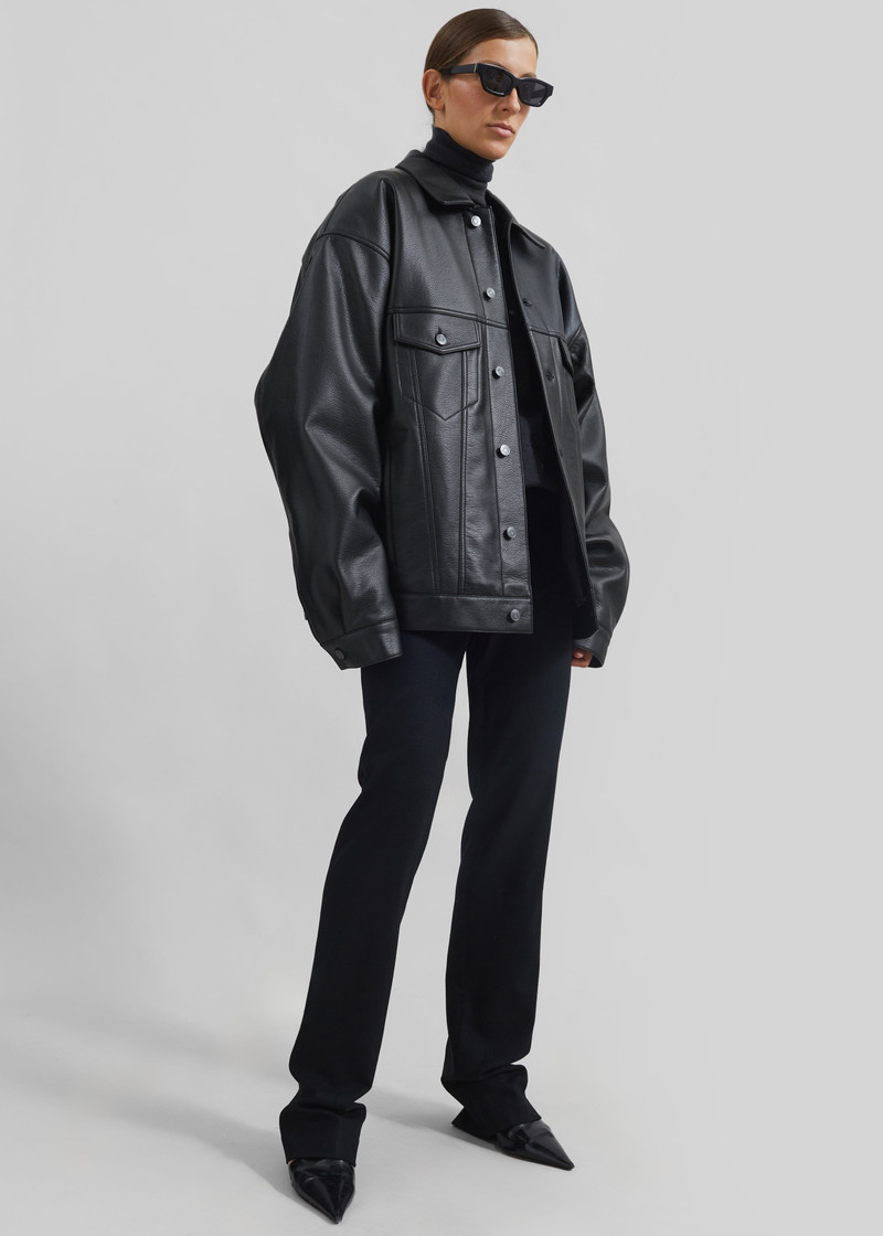 Conan Faux Leather Jacket - Black 5