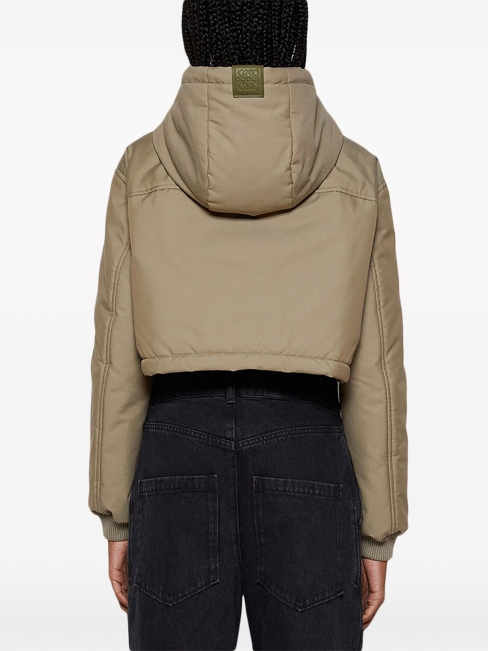 logo-appliquÃ© hooded cropped jacket - 5