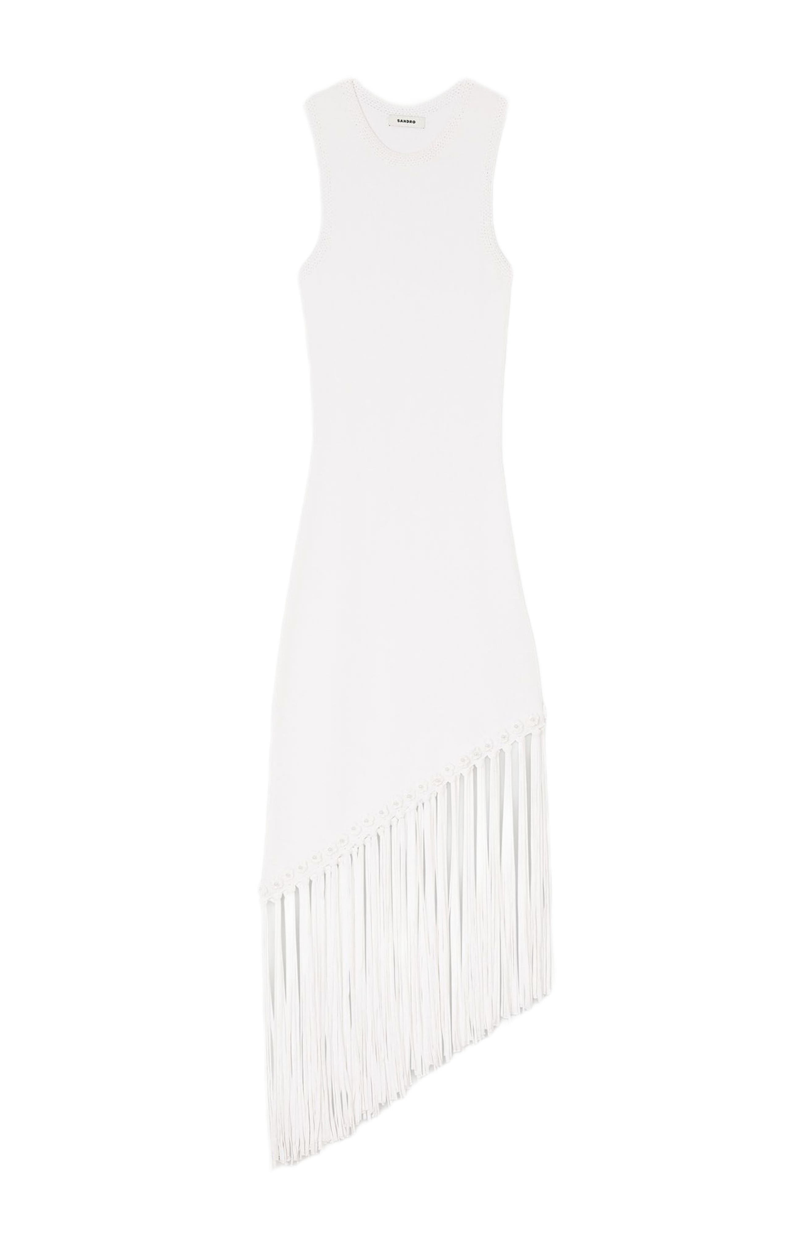 SANDRO Fringed crochet maxi dress in White at Nordstrom - 5