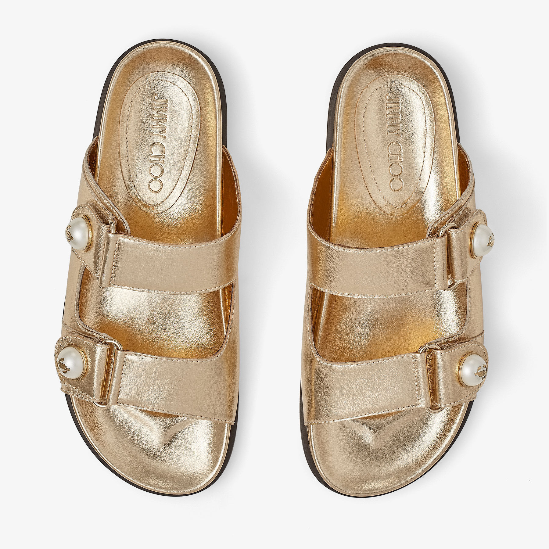 Fayence Sandal
Gold Metallic Nappa Leather Sandals with Pearls - 4