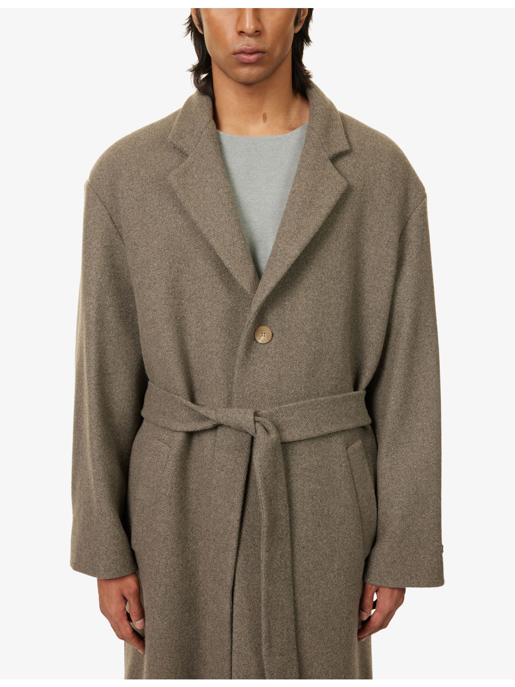 Single-Breasted Relaxed-Fit Wool Coat - 5