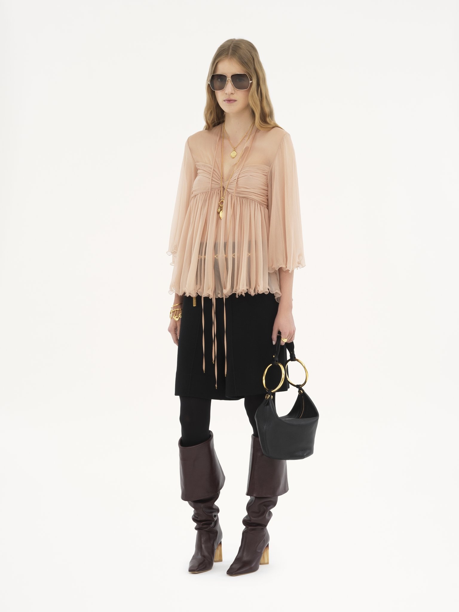 PLEATED TOP IN SILK MOUSSELINE - 3