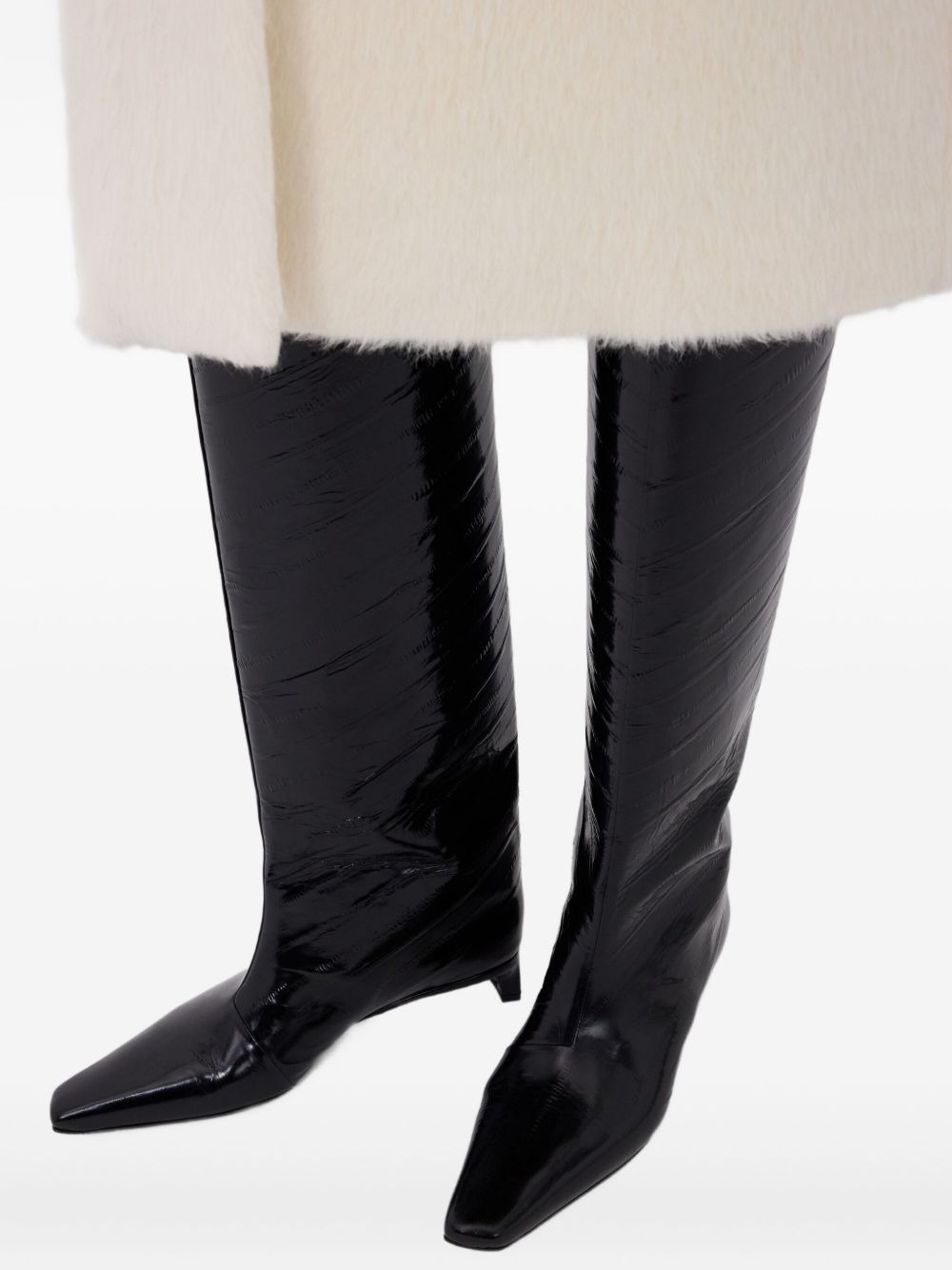 35mm Joan eel-effect leather beveled-toe boots - 5