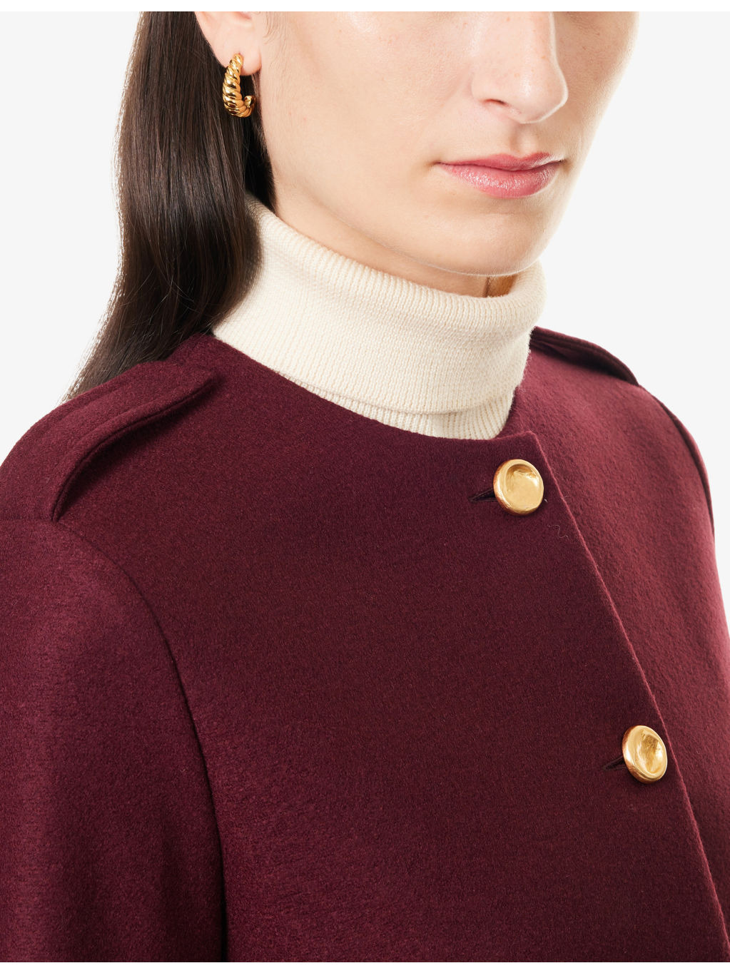 Uncollared Lightweight Pressed Wool Jacket - 5