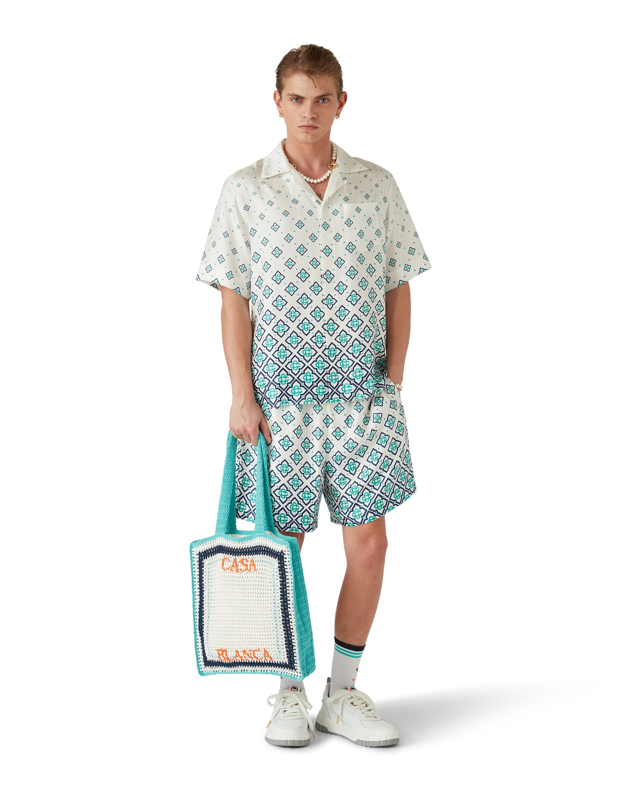 Gradient Monogram Short Sleeve Silk Shirt | Casablanca Paris - 7