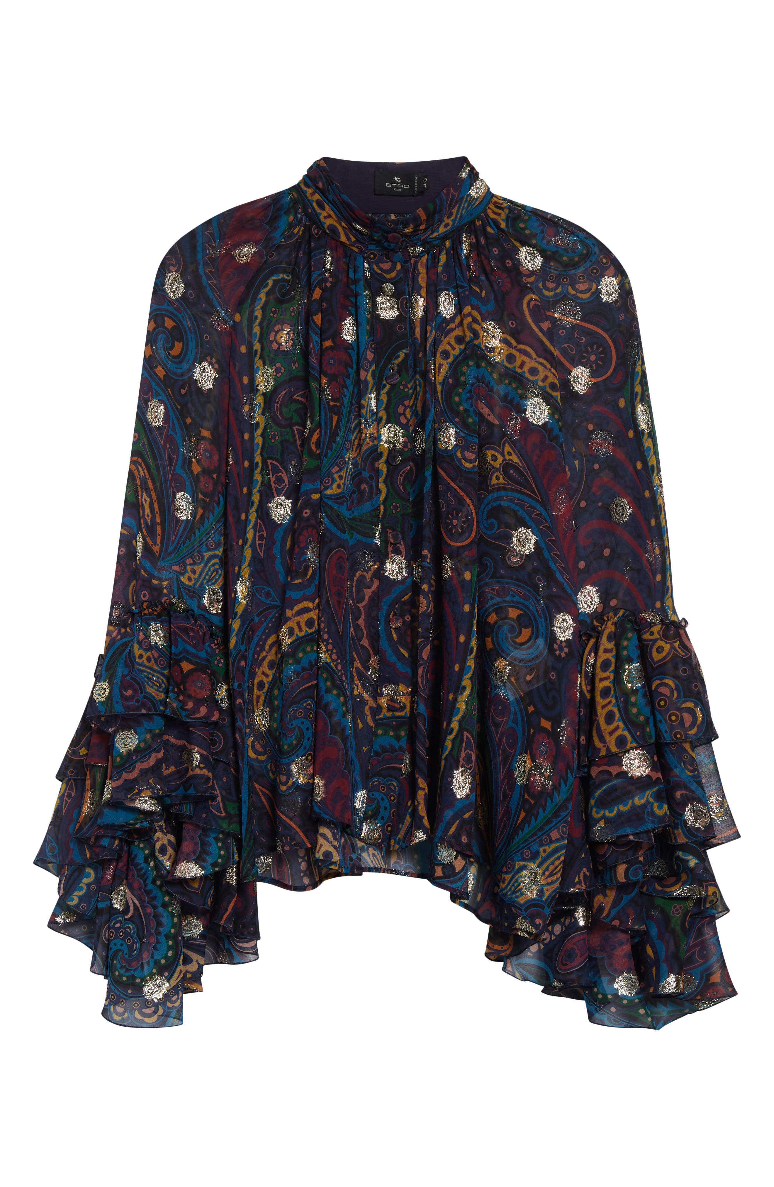 Etro Metallic Paisley Silk Shirt in Stampa F.do Blu at Nordstrom - 6