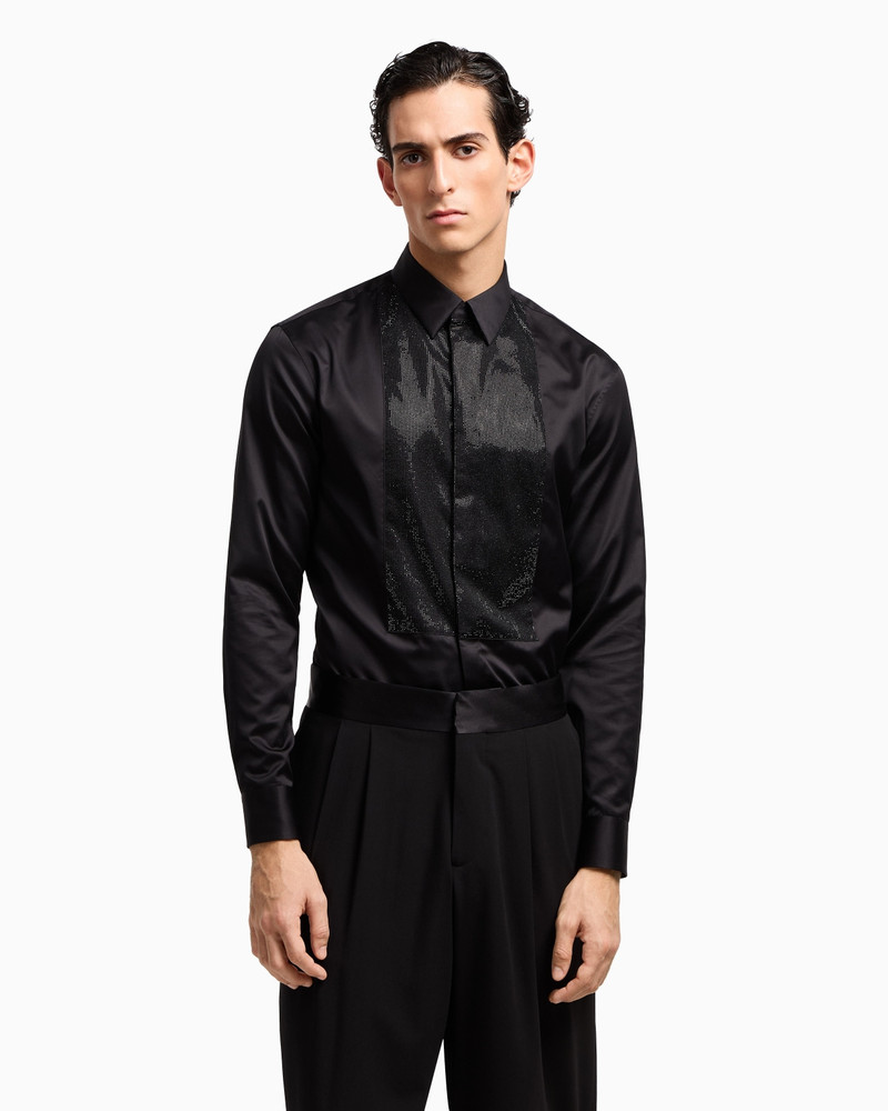 GIORGIO ARMANI GIORGIO’S SATIN SHIRT WITH A RHINESTONE DETAIL outlook