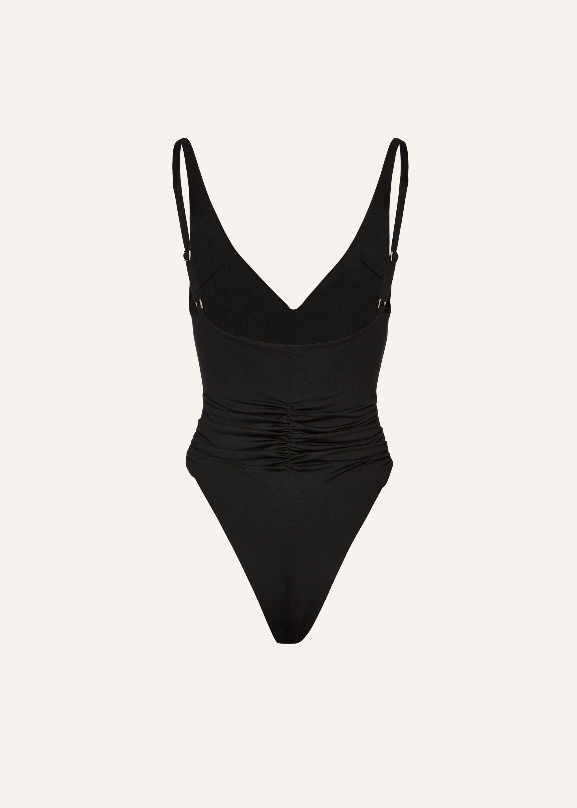 Ruched flower swimsuit in black - 2