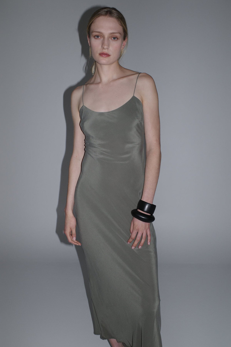 Silk Slip Dress - Smokey Olive 5
