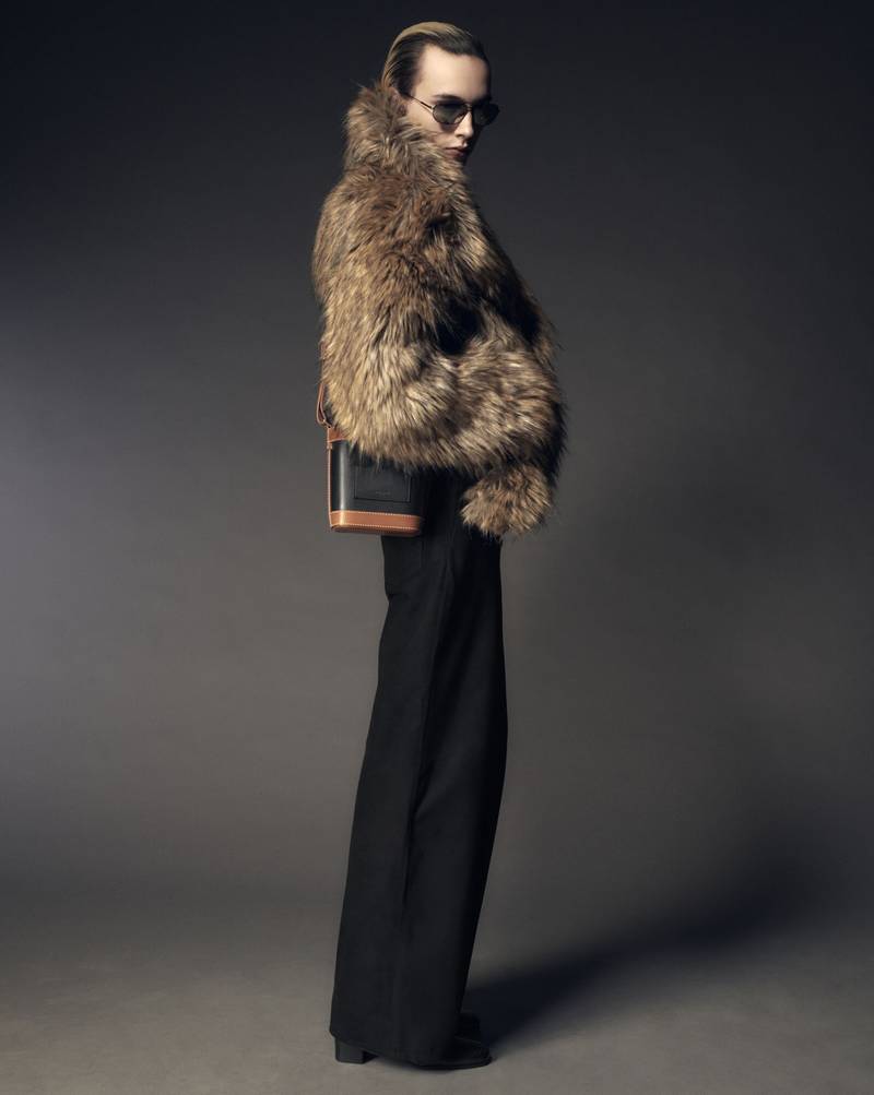 saint laurent wide-leg pants in suede outlook