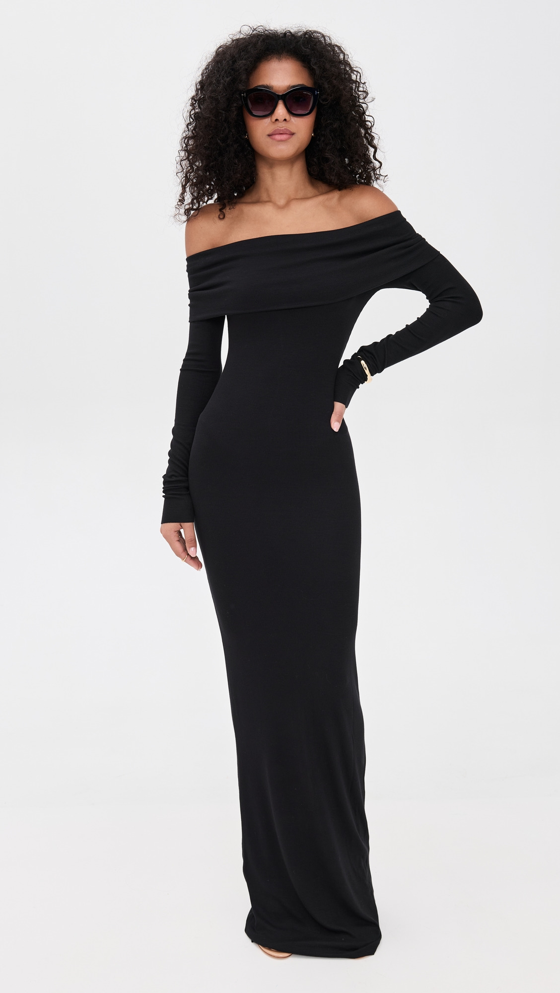 Long Sleeve Off Shoulder Maxi Dress - 4